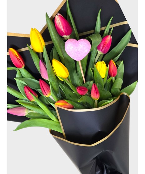 Valentine Wrapped Tulip Bouquet