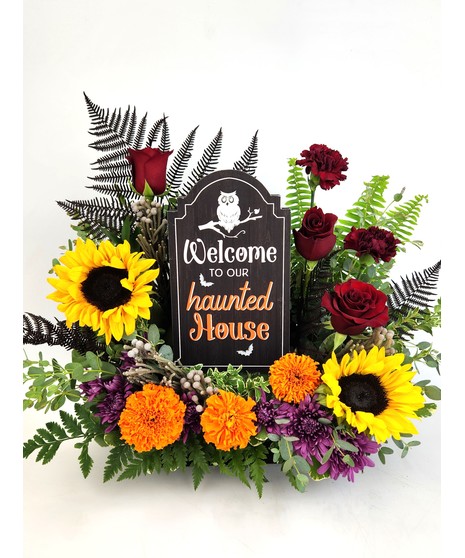 Halloween Lantern & Fresh Flowers