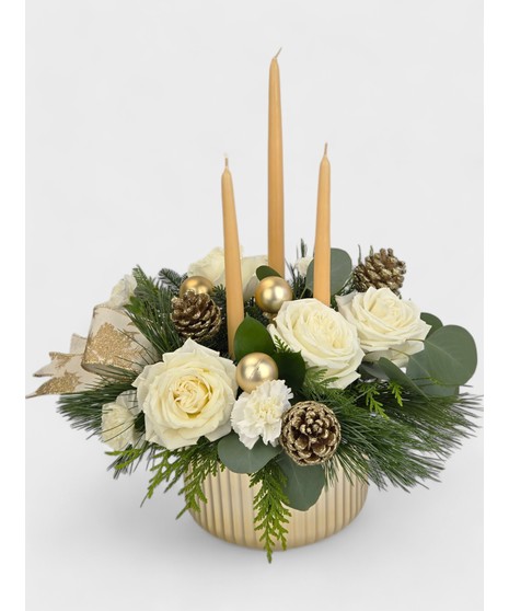 Wintery and festive! Send this keepsake glass votive with frosty accents and jeweled snowflake.