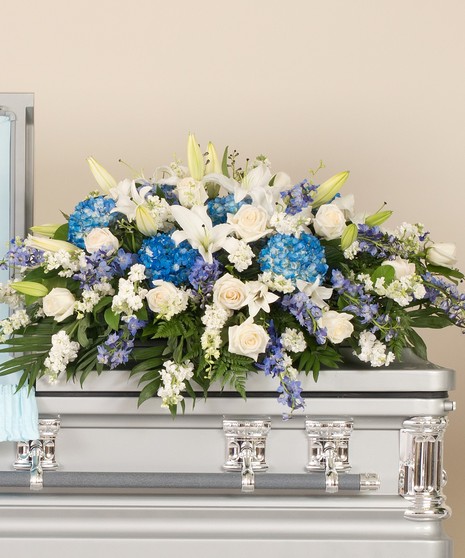 Blue and White Casket Spray 