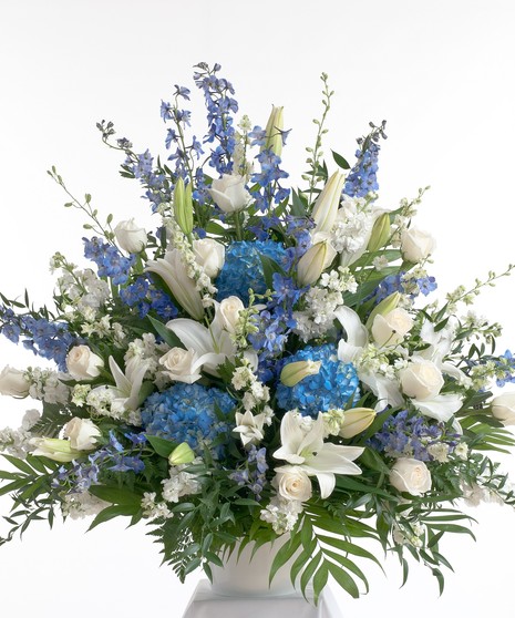 Blue and White Fan Shaped Design