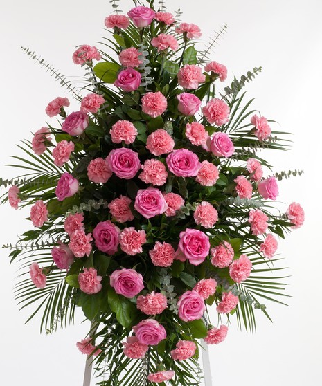Pink Rose and Carnation Easel Spray