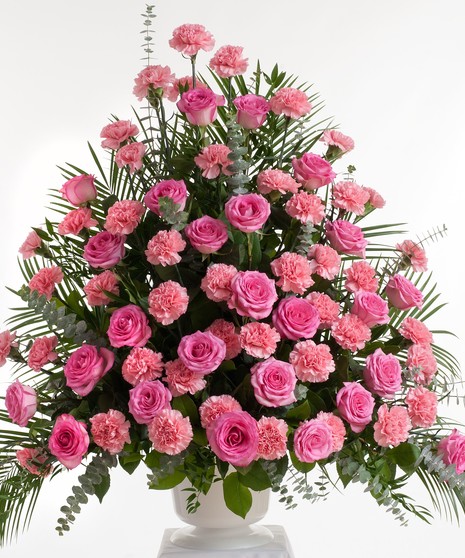 Pink Rose and Carnation - Fan Shape Design