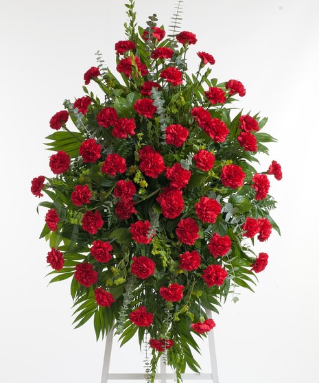 Classic red carnation Easel Display. Approximate size of the standard design is 28
