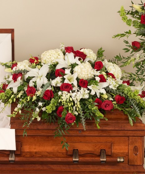 Classic Red and White Casket Spray
