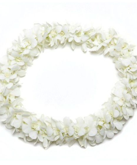 Double White Orchid Lei