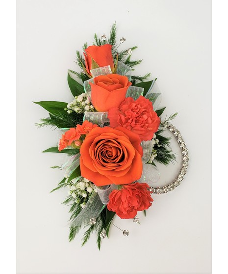 Corsage  Orange Mixed Flowers