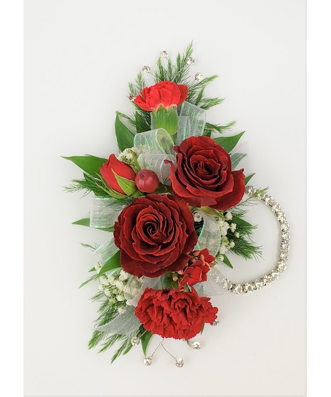 Corsage  Red Mixed Flowers